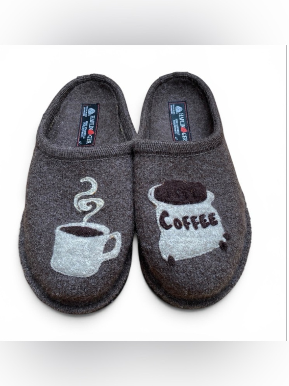 New Haflinger Brown Wool Warm Slippers Coffee Design Size 41